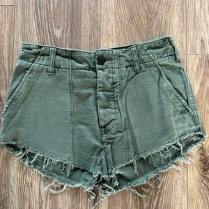 Free People Sage Green Denim Shorts